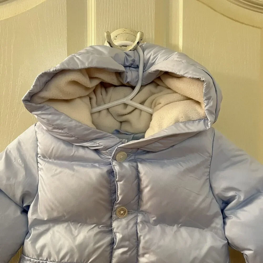 Ralph Lauren Pale Blue Hooded Down Puffer Jacket Baby Boys Size 9 Months